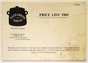 Elizabeth David Price List 1969